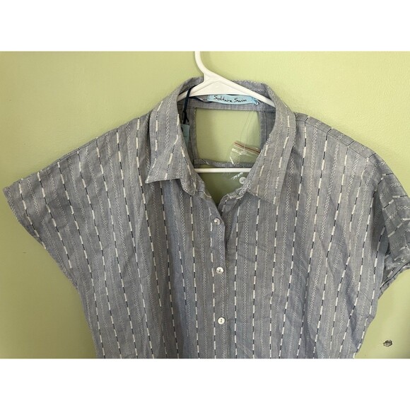 Solitaire Swim Beach Cover Up Tunic Dress Blue Pullover Large - Picture 2 of 8